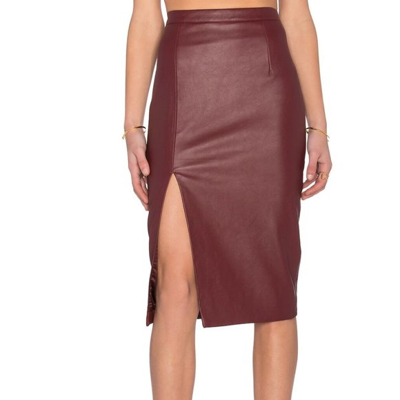 Bardot Dresses & Skirts - Bardot Faux Leather Pencil Skirt Bordeau